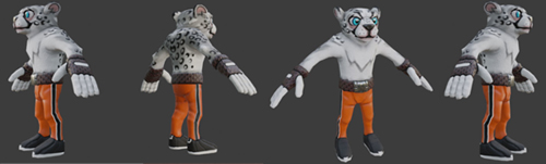 personnage du jeune, le tigre gris vue sous 4 angles