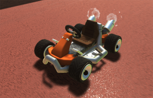 voiture de course cart sur terrain d'athlétisme